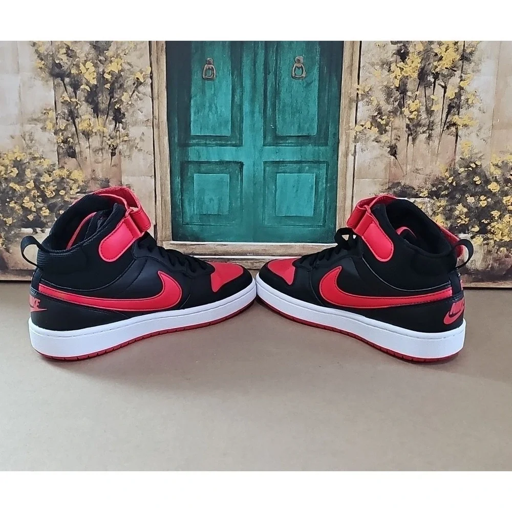 Nike Court Borough Mid 2 Black University Red GS  CD7782-003
